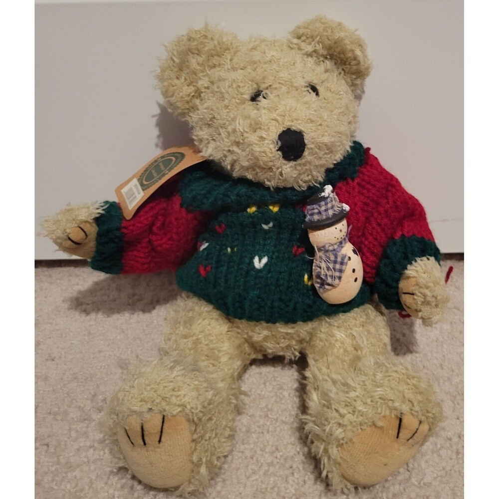 Boyd's Bears William in Christmas Sweater with Snowman Pin #1107-03 Rare HTF